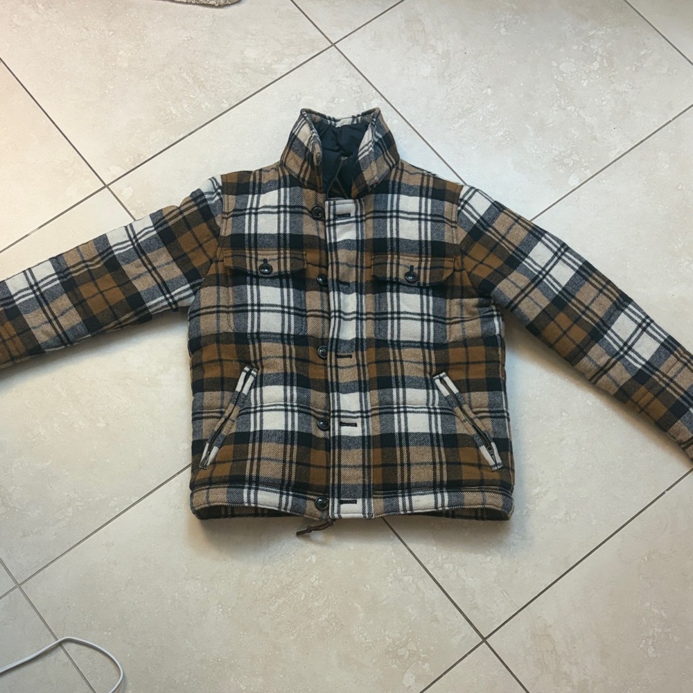 Abercrombie & Fitch Navy and Tan Plaid heavy Jacket